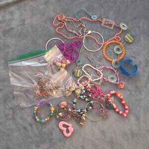 Bag full of real nice kid's costume fun jewelry